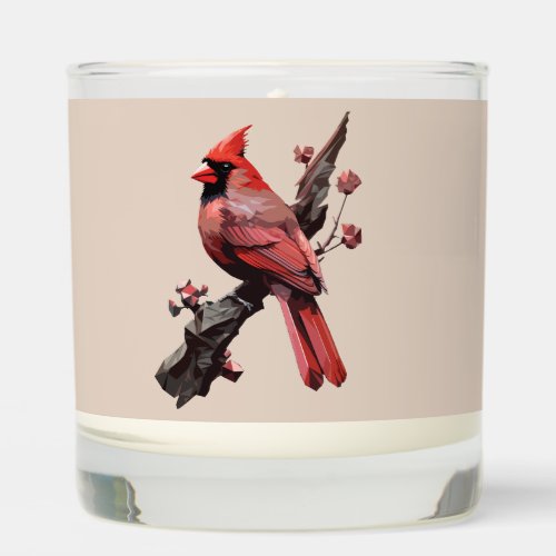 Polygonal cardinal bird design scented candle