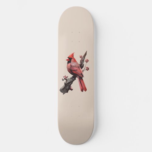 Polygonal cardinal bird design skateboard