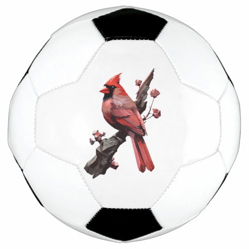 Polygonal cardinal bird design soccer ball