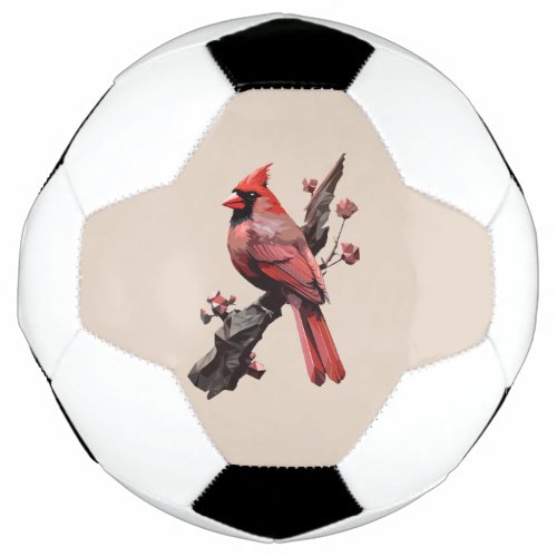 Polygonal cardinal bird design soccer ball