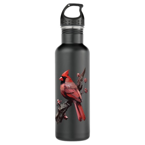 Polygonal cardinal bird design stainless steel water bottle