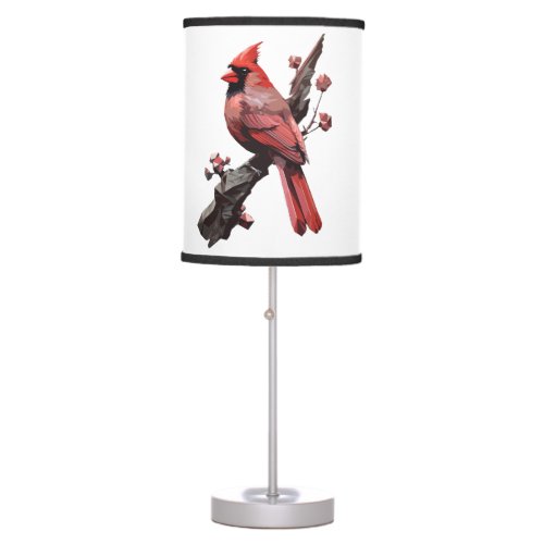 Polygonal cardinal bird design table lamp