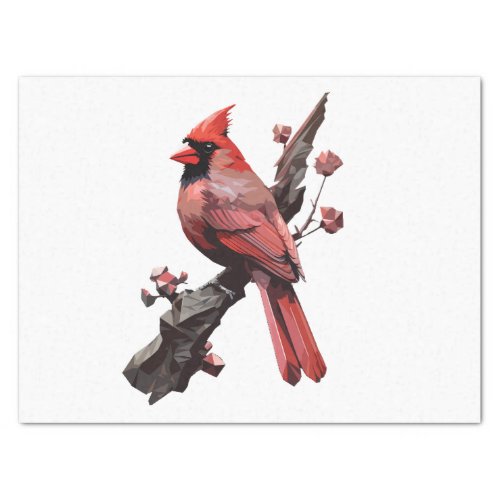 Polygonal cardinal bird design tissue paper