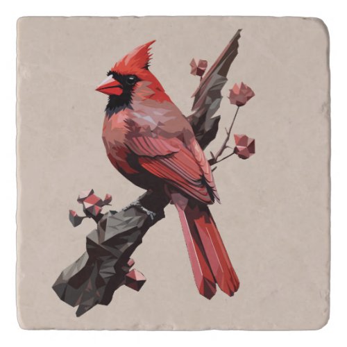 Polygonal cardinal bird design trivet