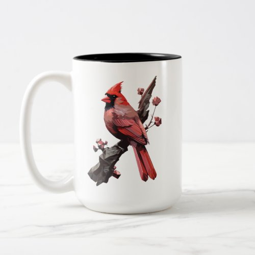 Polygonal cardinal bird design Two_Tone coffee mug