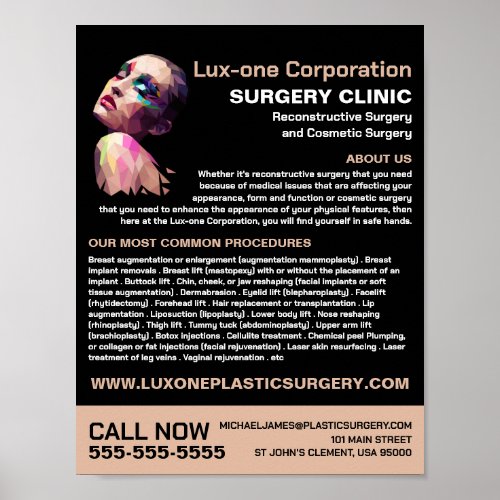 Polygonal Design Plastic Surgeon Plastic Surgery Poster