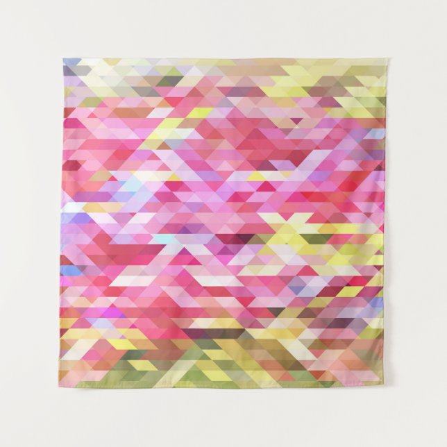 Polygonal digital, pink abstract vintage. tapestry (Front)