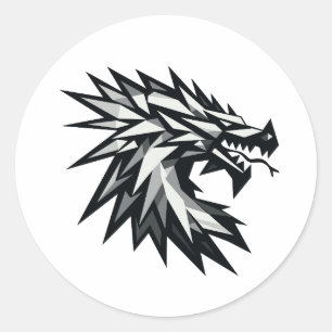 Polygonal dragon head classic round sticker