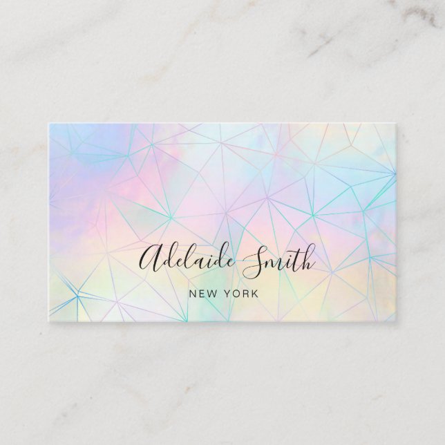polygonal geometric FAUX holographic Business Card (Front)
