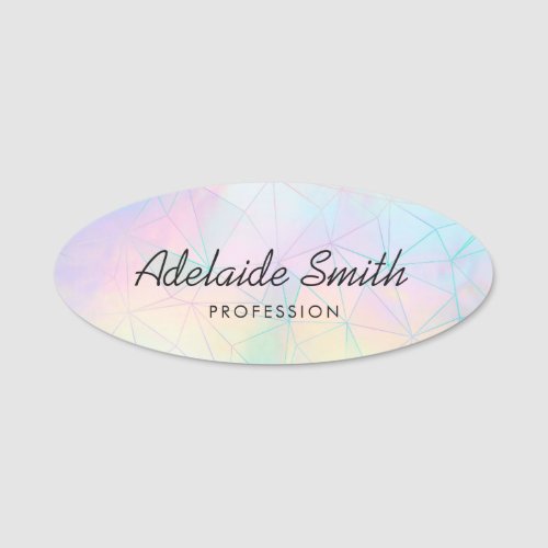 polygonal geometric FAUX holographic Name Tag