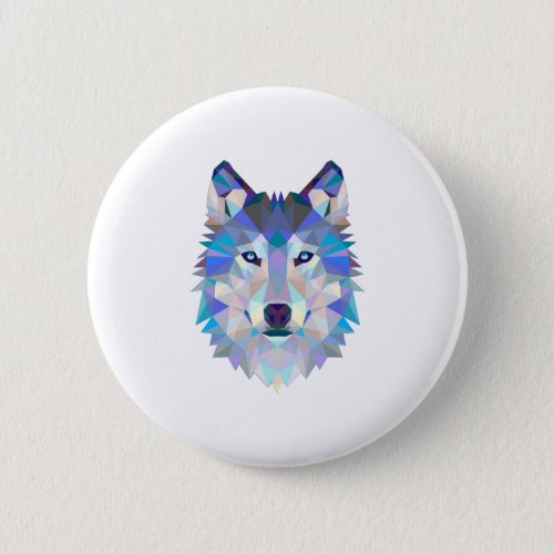Polygonal geometric wolf head button