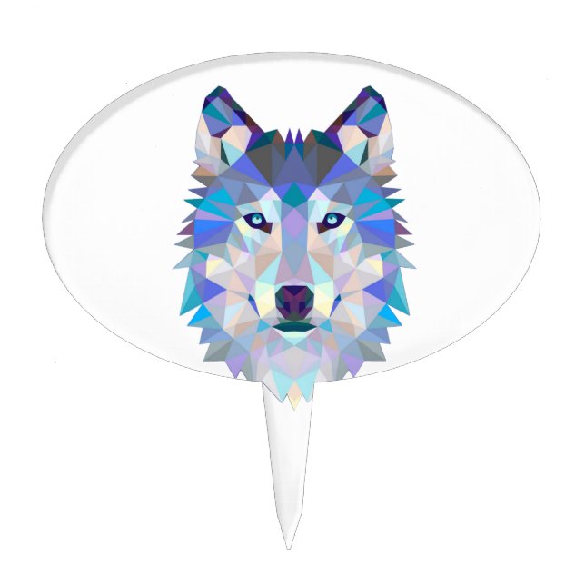 Polygonal geometric wolf head cake topper (Front)