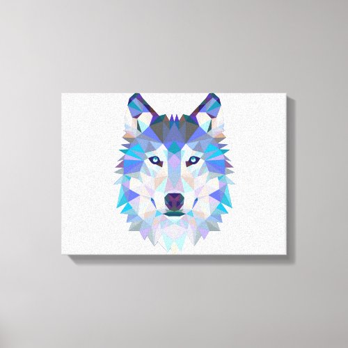 Polygonal geometric wolf head canvas print