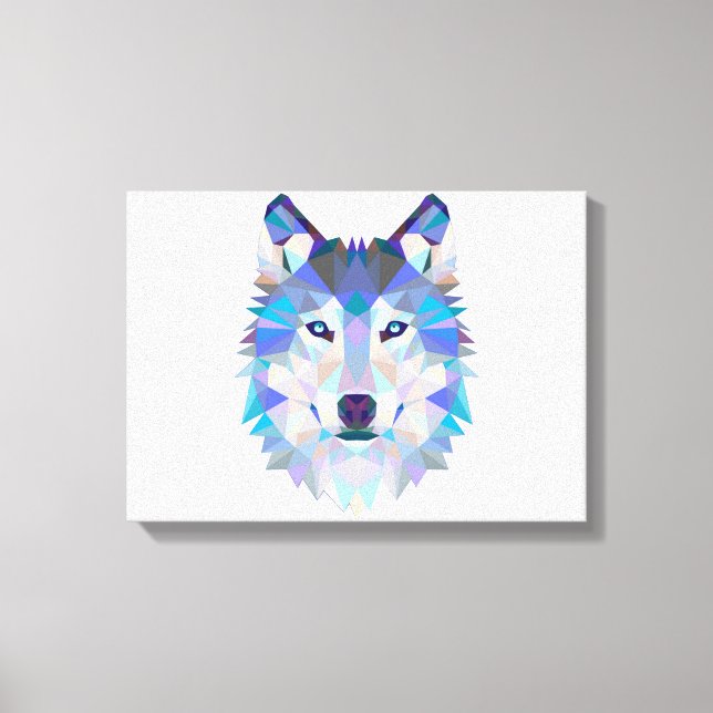 Polygonal geometric wolf head canvas print (Front)