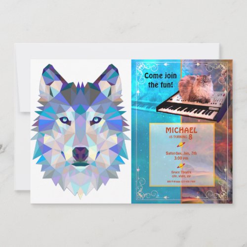 Polygonal geometric wolf head invitation