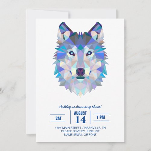 Polygonal geometric wolf head invitation