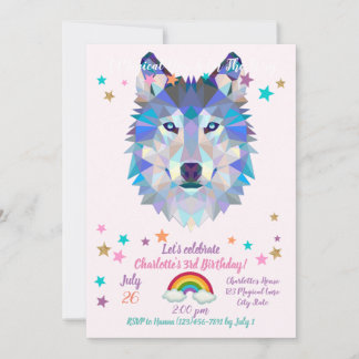 Polygonal geometric wolf head invitation