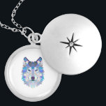 Polygonal geometric wolf head locket necklace<br><div class="desc">wolf animals animal canis,  lupus mammal beast dog , canine wolves wolfs Polygon,  geometric abstract design,  illustration art painting,  head arctic beautiful face,  predator beast nature wild , purple blue wolf animals , animal canis lupus mammal,  beast dog canine wolves</div>