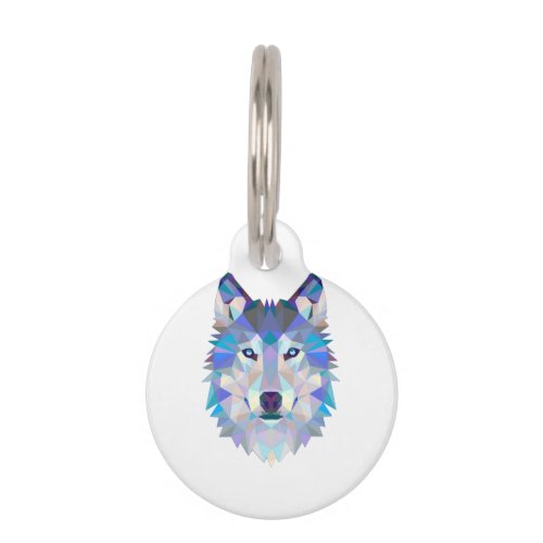 Polygonal geometric wolf head pet ID tag