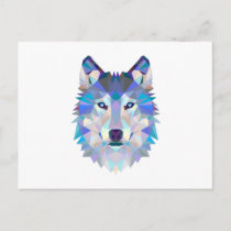 Polygonal geometric wolf head postcard
