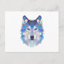 Polygonal geometric wolf head postcard
