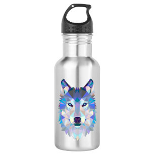 Polygonal geometric wolf head stainless steel water bottle