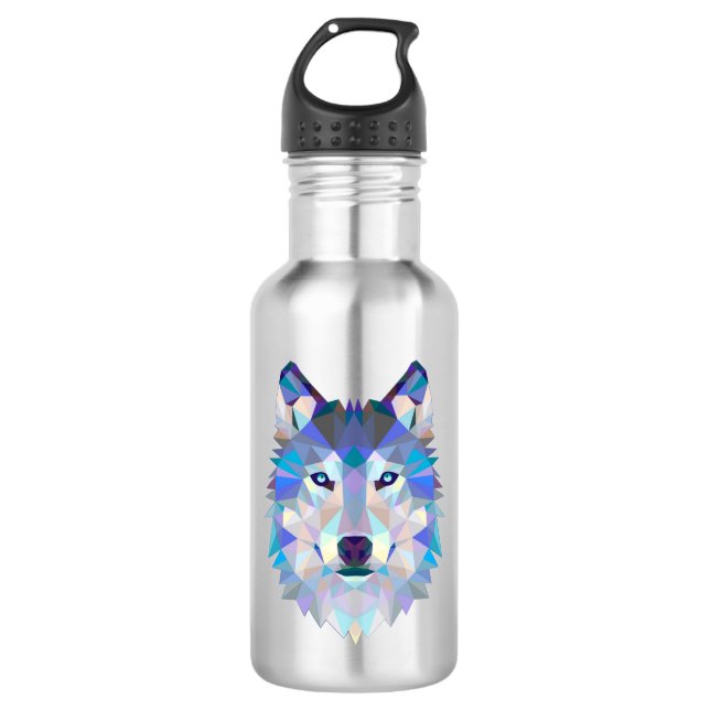 Polygonal geometric wolf head stainless steel water bottle (Front)