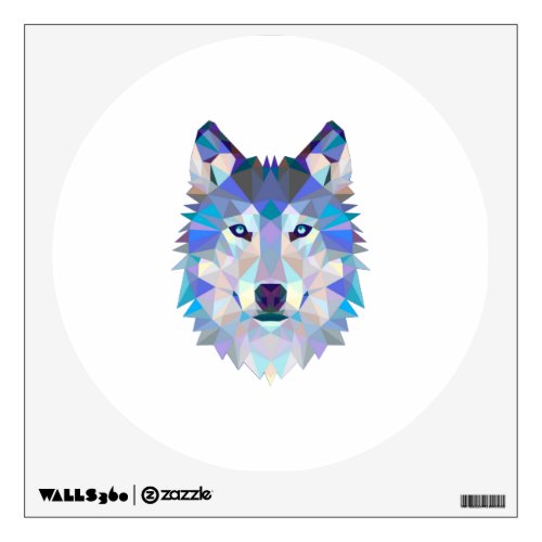 Polygonal geometric wolf head wall decal