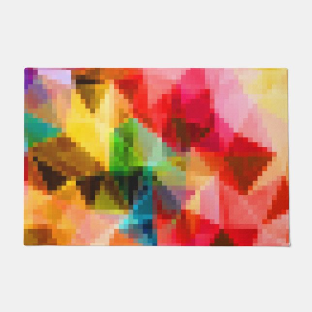 Polygonal geometrical pixel square blurred bright doormat (Front)