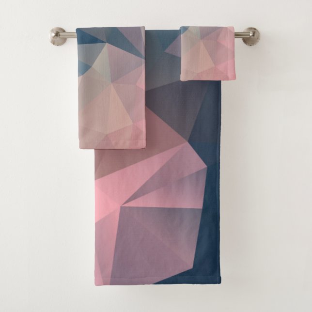 Polygonal geometrical triangles bright colorful co bath towel set (Insitu)