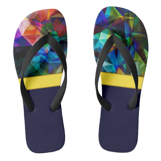 Polygonal geometrical triangles bright colorful co flip flops (Footbed)
