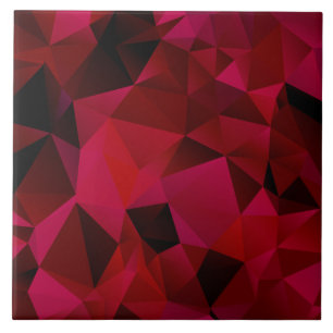 Polygonal geometrical triangles red print ceramic tile