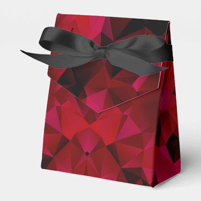 Polygonal geometrical triangles red print favor boxes (Front Side)