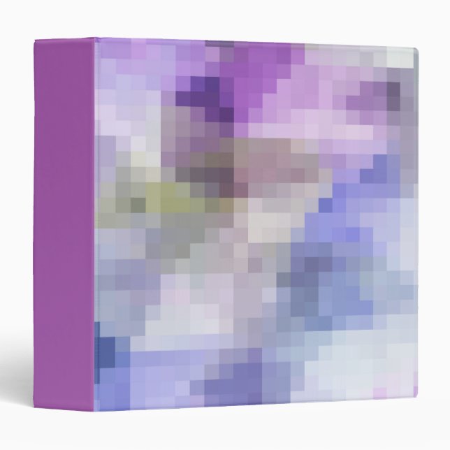 Polygonal geometrical violet purple blue pixel squ 3 ring binder (Front/Spine)