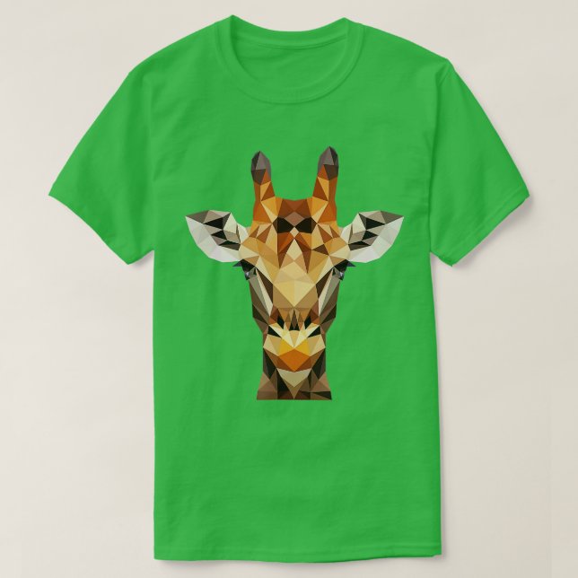 Polygonal Giraffe African Zoo Animal Mammal Safari T-Shirt (Design Front)