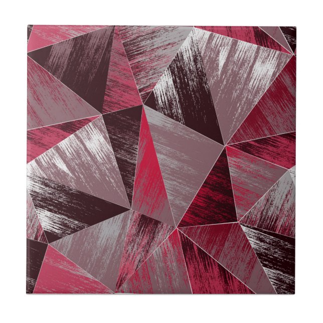 Polygonal grunge pattern with triangles. ceramic tile (Front)
