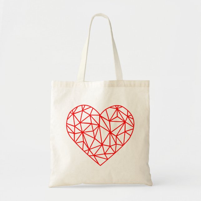 Polygonal Heart | Red Lines | Tote Bag (Front)