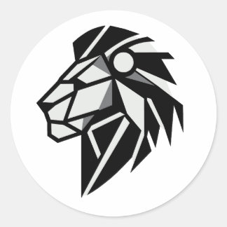 Polygonal lion Head Classic Round Sticker