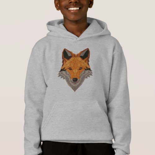 Polygonal Orange Fox Head Animal Design Hoodie