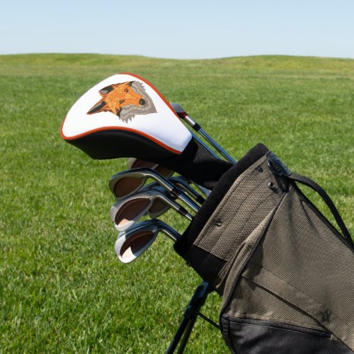 Polygonal Orange Fox Head Golf Head Cover