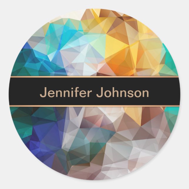 Polygonal personalized geometrical shapes triangle classic round sticker (Front)