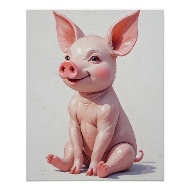 Polygonal Sitting Piglet Poster (Front)