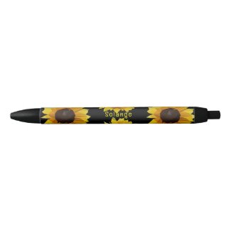 Polygonal  sunflowers  -personalized black ink pen