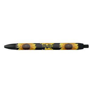 Polygonal sunflowers -personalized black ink pen