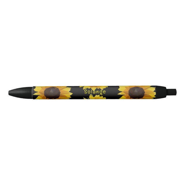 Polygonal  sunflowers  -personalized black ink pen (Front)