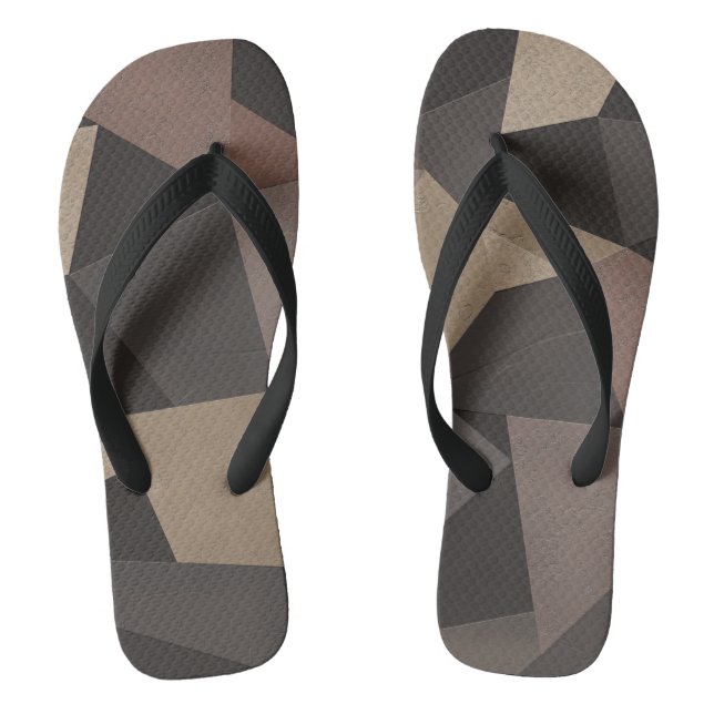 Polygonal triangles geometrical print brown colors flip flops (Footbed)