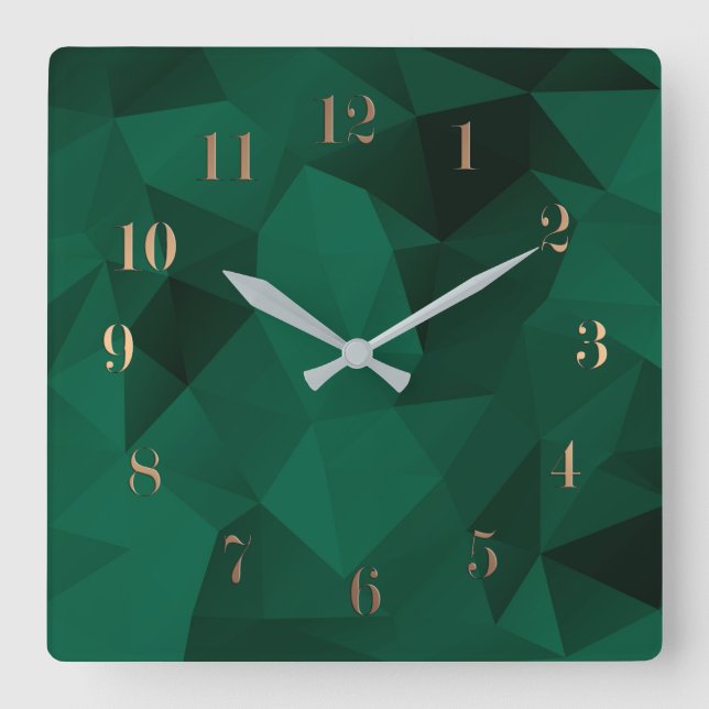 Polygonal triangles geometrical print square wall clock (Front)