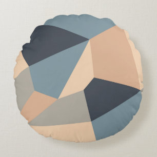Polygonal variegated seamless pattern. multi-color round pillow