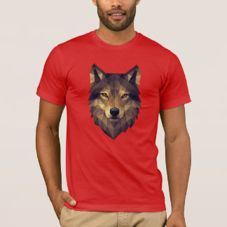 Polygonal Wolf Head Geometric Art in Earth Tones T-Shirt