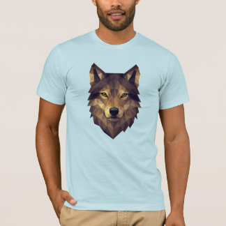 Polygonal Wolf Head Geometric Art in Earth Tones T-Shirt